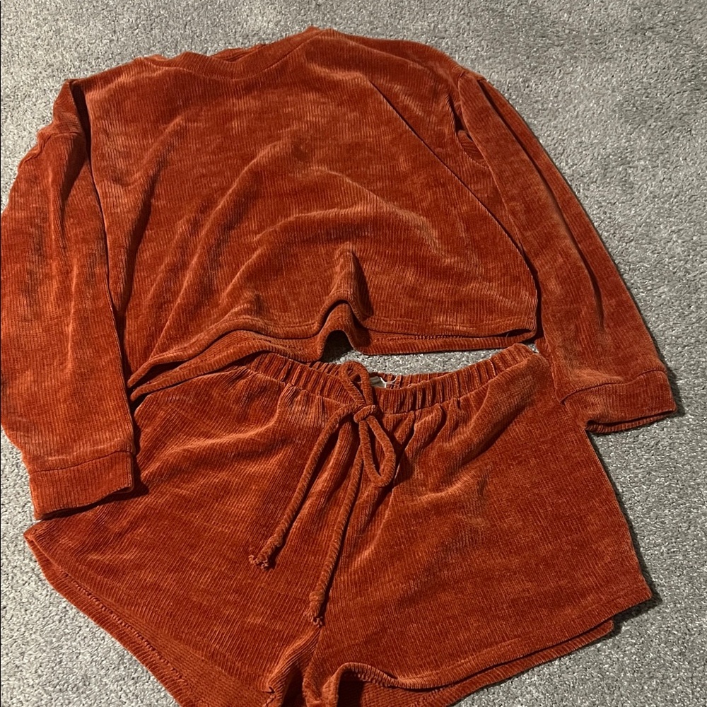 BKE Burnt Orange Velour Shorts